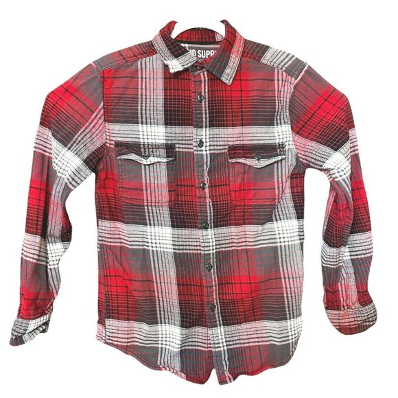 Mossimo Supply Co Womens Flannel Shirt Sz S/P Petite Small Button Down Red Plaid - Picture 1 of 10